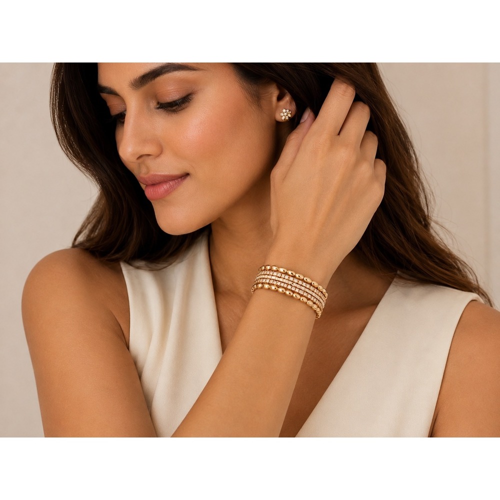 Anne Klein Gold Tone Crystal Multi Row Cuff Bracelet 01B00400